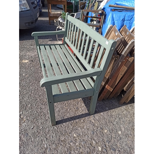 237 - Green Painted Garden Bench - Needs Slight Attention