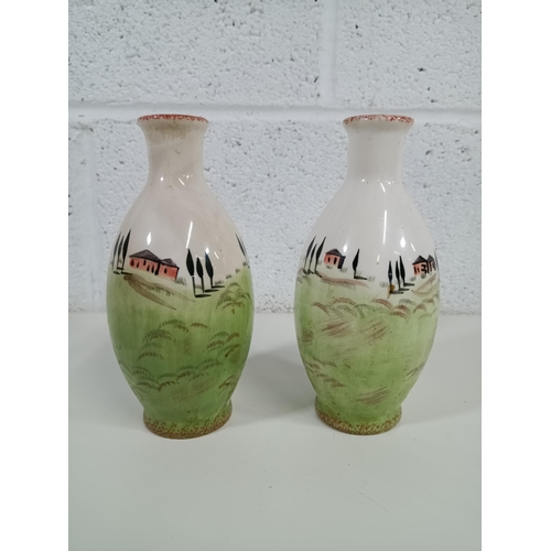 534 - A Pair of Vintage  Hand painted Vases 16cm