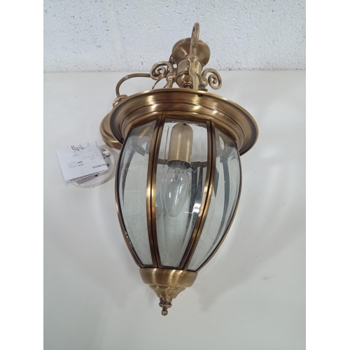 860 - A Brass Effect Hanging Electric Lantern