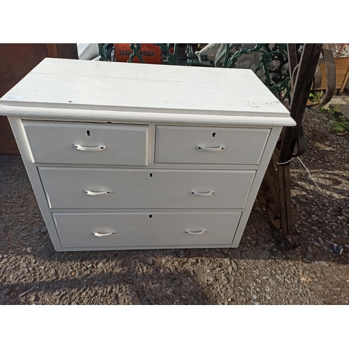 347 - White Painted 4 Drawer Chest 72cm x 91cm x 45cm