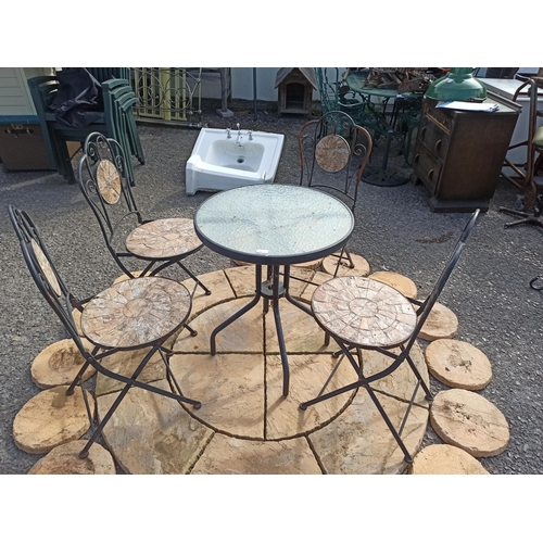 300 - Bistro Table and 4 x Chairs with Tiled Seat and Backrest