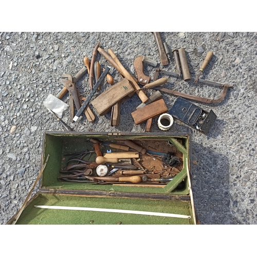 97 - Mixed Tools including Planes, Chisels, Snips, Grips and More in Wooden Box