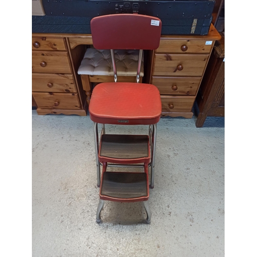 199 - Vintage Step Up Chair in red