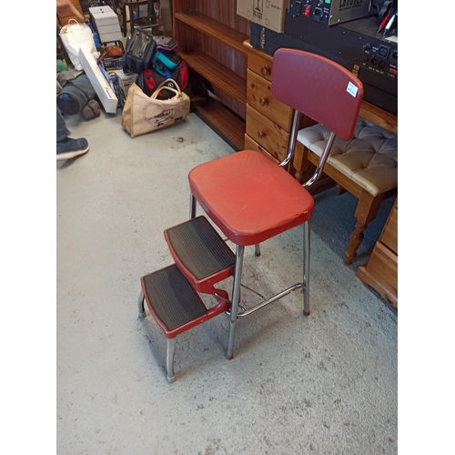 199 - Vintage Step Up Chair in red