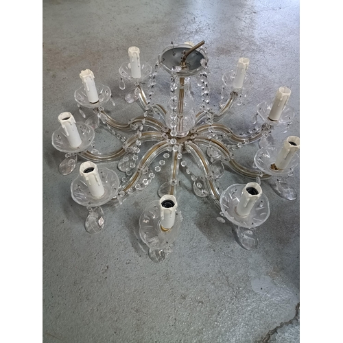 972 - A Crystal 60cm Diameter 10 Candle Chandelier - Electric