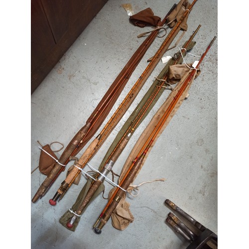 330 - 4 x Vintage / Antique Fly Rods, Martin James, Westerly Richards, Cryt Rowland and Alcock