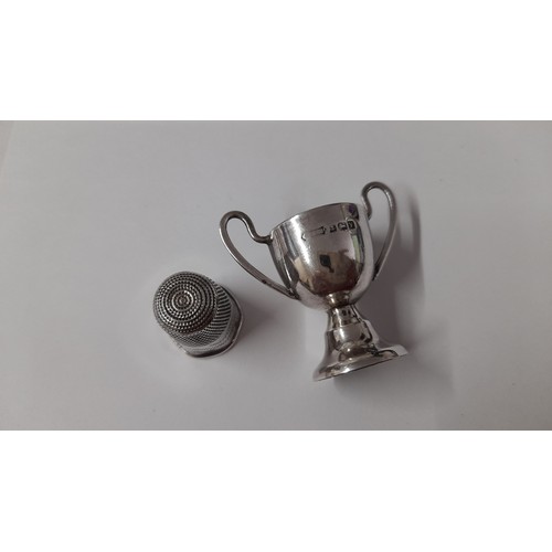 492 - A Silver Thimble and Trophy