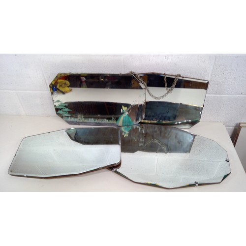 923 - 4 x Vintage Bevelled Glass Mirrors