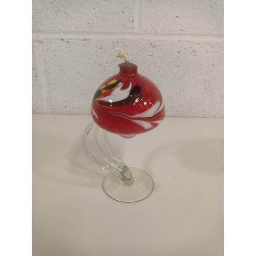 877 - A Studio Glass Oil Lamp