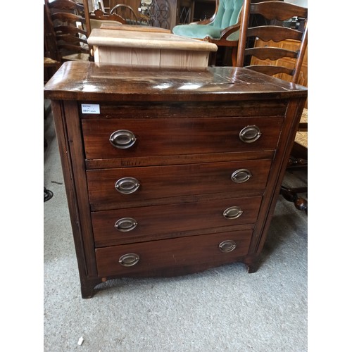 945 - Antique  4 Drawer Chest Brass Handles- in need of attention