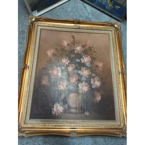 979 - 3 x Oils and Prints of Vases of Flowers