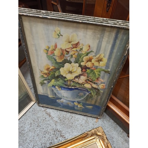 979 - 3 x Oils and Prints of Vases of Flowers