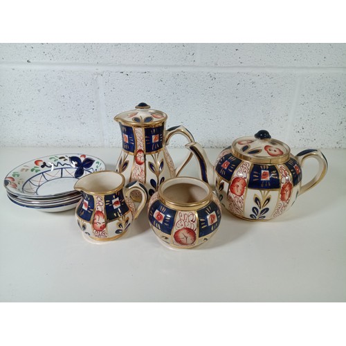 1006 - Sudlow Burslemware Teapot, Coffeepot, Sugar Bowl, Milk Jug and Other Plates