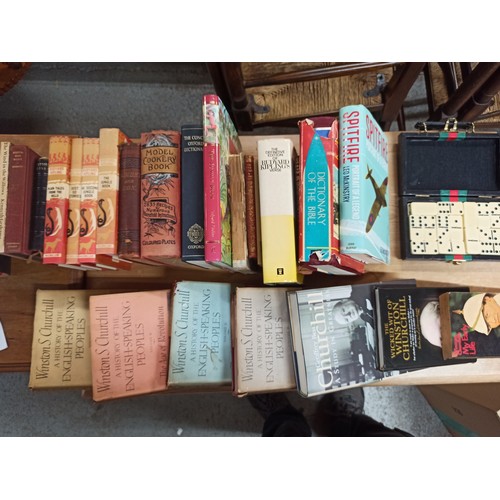 965 - Mixed Books Including Rudyard Kipling, Winston Churchill and More plus Vintage Dominos