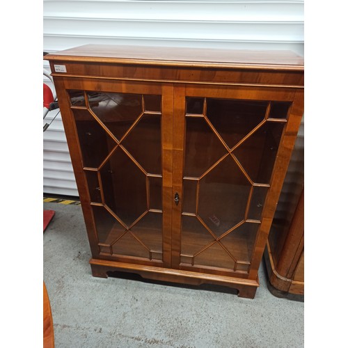 986 - Yew 2 Shelf Display Cabinet with Glass Door's