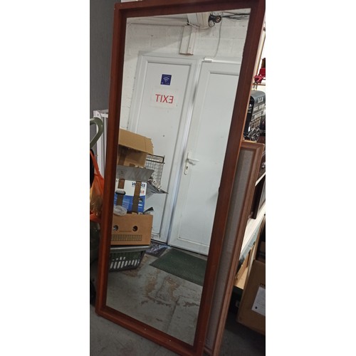 923B - A Large Mahogany Surround Mounted  Mirror 158cm x 62cm x 5cm