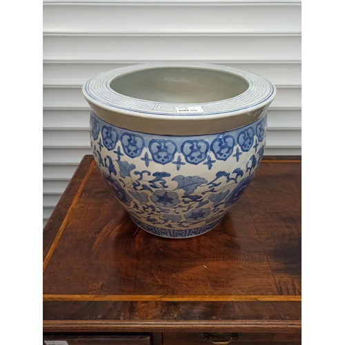 523 - Chinese Blue and White Large Planter with Floral Design  31cm H x 37cm W