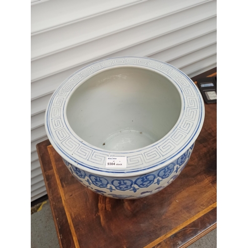 523 - Chinese Blue and White Large Planter with Floral Design  31cm H x 37cm W