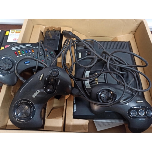 309 - A Sega Mega Drive Boxed with 3 Controllers ( 2 x Sega . 1 x Competition Pro) Power Pack and Games. F... 