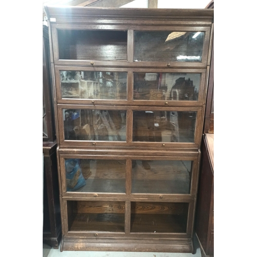 368 - A Large Stacking Bookcase in the Style of Globe Wernicke - In Need of Attention as 3 Glass Panes Mis... 