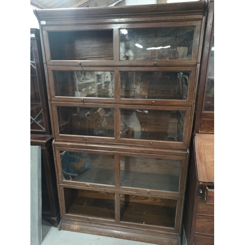 368 - A Large Stacking Bookcase in the Style of Globe Wernicke - In Need of Attention as 3 Glass Panes Mis... 