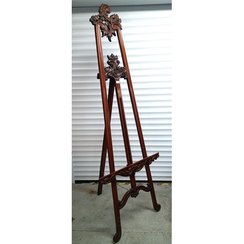 369 - A Large Floor Standing  Ornate Easel with Carved Detailing 214cm H