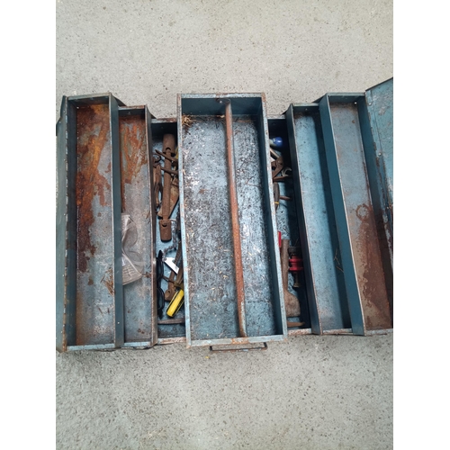 49 - A Metal Concentina Tool Box with Contents