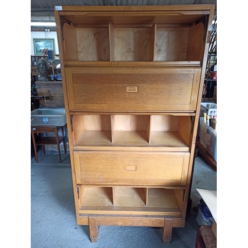 381 - Mid Century Design Oak RAF Filing Cabinet by Staverton 1960's 183cm H x 92cm W x 36cm D