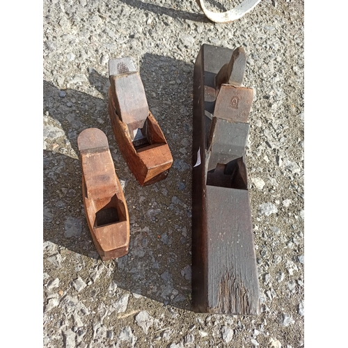 61 - 3 x Antique Wooden Planes - Large Plane 56cm, Medium 20cm, Small Plane 18cm