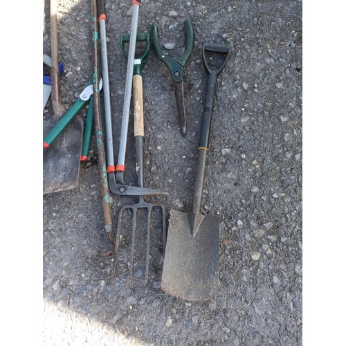 38 - Garden Tools Bundle including Spade, Fork, Hoe, Shears, Loppers and More