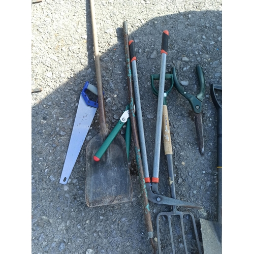 38 - Garden Tools Bundle including Spade, Fork, Hoe, Shears, Loppers and More