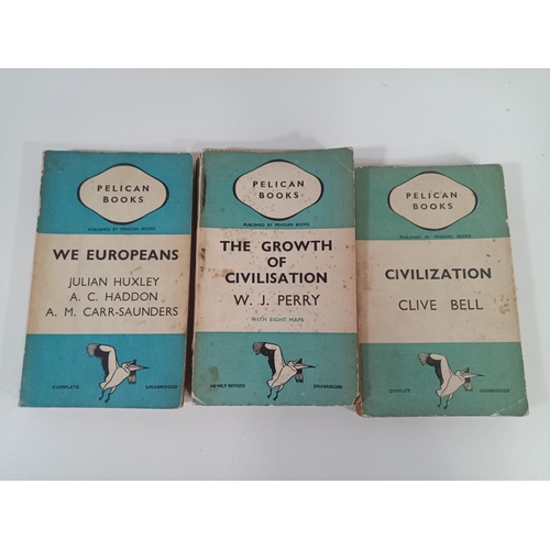 1008A - 3 x Vintage Pelican Paperbacks - Civilisation by Clive Bell, We Europeans By Huxley,  Haddon & Carr ... 