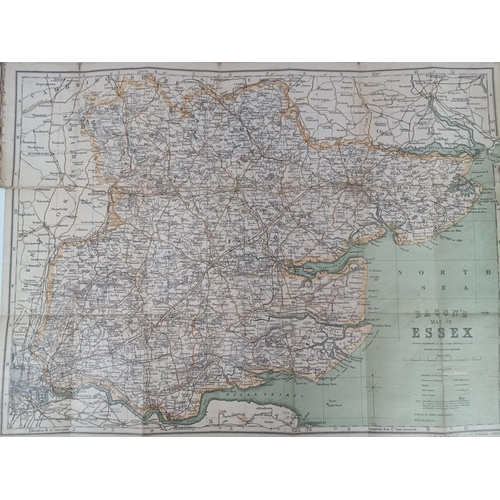 972 - 3 x Antique Maps - Bacons County Map and Guide Essex, Bartholomews South Devon for Tourists/ Cyclist... 