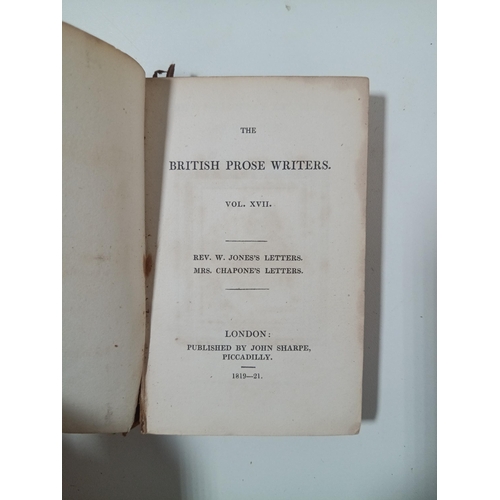 1042 - The British Prose Writers Leather Bound Volume XVII - Rev W Jones Letter and Mrs Chapones. Published... 