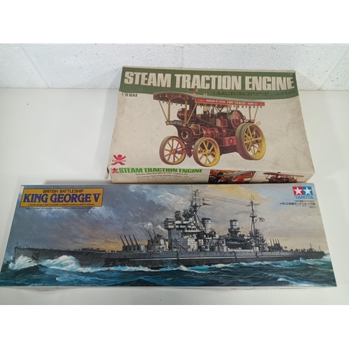 529 - Vintage Tamiya King George V Battleship 1:350 Model in Box - Part Built and a Vintage Bandai Garrett... 