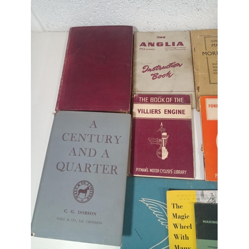 982 - A Box of Vintage Automobilia Handbooks, Service Books for Ford Consul, Bond Minicar, Bedford QL, Mor... 