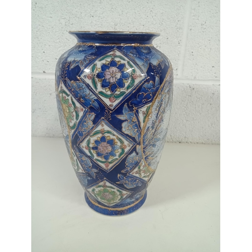 513 - Large Blue Handpainted Chinese Vase