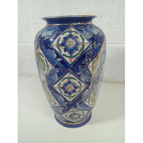 513 - Large Blue Handpainted Chinese Vase