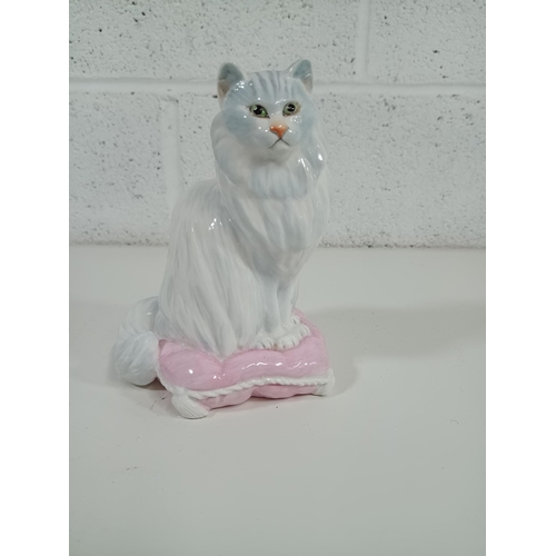 354 - A Royal Adderley Bone China Cat on Pink Pillow by Barbara Adams