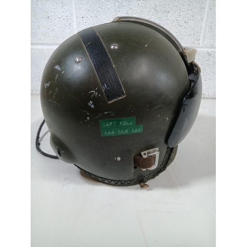 563 - An RAF Army Air Corps MK.3A Flying Helmet - Sticker on Side Labelled Capt Hall 666 Sqn AAC