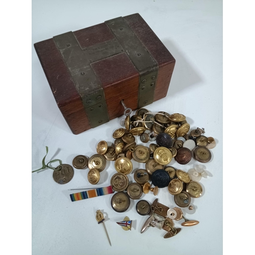 565 - A Large Quantity Of Military - Mostly Royal Navy, Buttons in Lockable Wooden Box Marked 