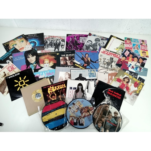 340 - A Quantity of Vinyl Singles and Picture Discs inc. Black Sabbath, Saxon The Police, Toyah, The Beatl... 