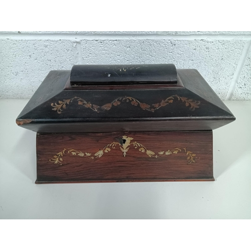 531 - A Tea Caddy with Mother of Pearl Inlay ( Requires Repair)