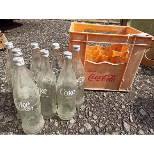 120 - 8 x Vintage Coca Cola Screw Top Bottles in Coca Cola Crate