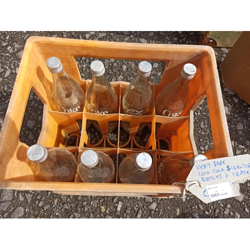 120 - 8 x Vintage Coca Cola Screw Top Bottles in Coca Cola Crate