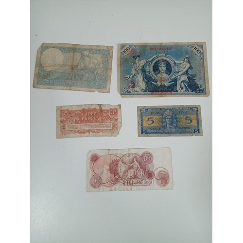 550 - British Armed Forces and Other Bank Notes inc. 10 Shilling Note, 1940 10 Francs, WWII German 100 Mar... 