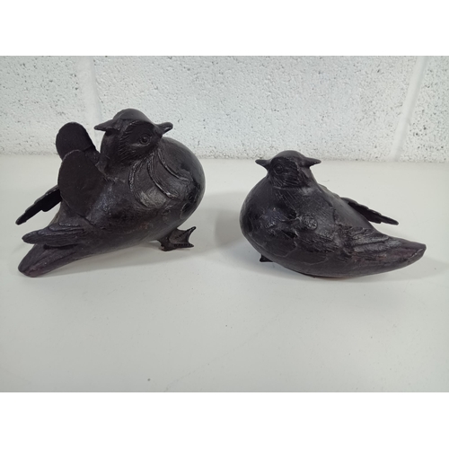 515 - A Pair of Japanese Bronze , Cast Iron Mandarin Ducks