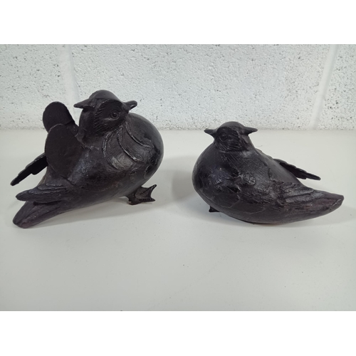 515 - A Pair of Japanese Bronze , Cast Iron Mandarin Ducks