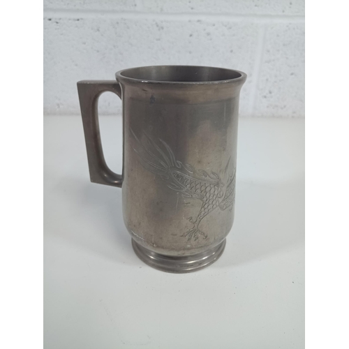 659 - A Chinese Dragon Glass Bottomed Pewter Tankard