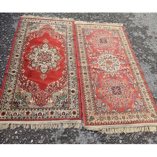 279 - 2 x Red Wool Rugs 193xm x 90cm